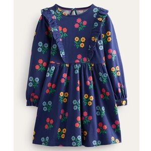 Mini Biden Long Sleeve Ruffle Dress College Navy Flower Sz 6-7Y - WORN ONCE!